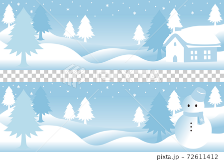 Winter Snow Scene House Landscape Banner Copy Stock Illustration