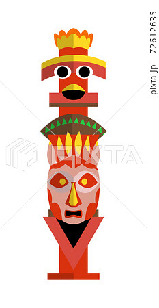 Colored indian totem pole representation family clan tribe Colored indian totem pole representation family clan tribe 72612635