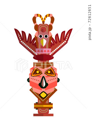 Totem pole native culture tribal symbol isolated on white 72612651