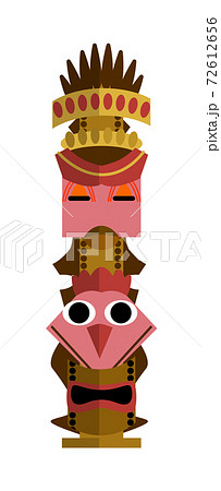 African totem pole with bird and human face isolated African totem pole with bird and human face isolated 72612656