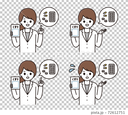 Pharmacist woman description facial expression set Pharmacist woman description facial expression set 72612751