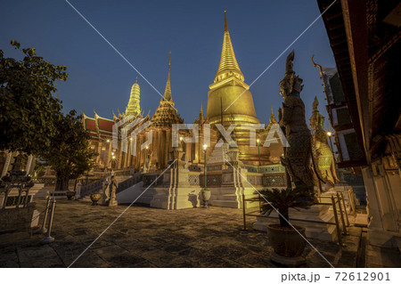 Wat Phra Kaew, Temple of the Emerald Buddha with blue sky. 72612901