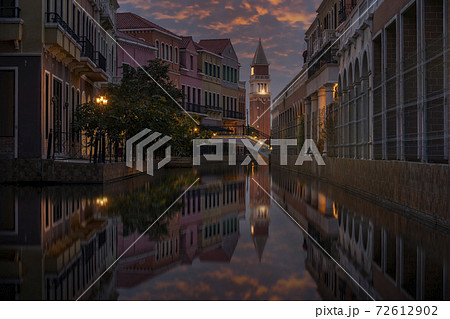 View of the Rio Marin Canal from the Ponte de la Bergami in Venice, Italy at twilight. Venice is a popular tourist destination of Europe. View of the Rio Marin Canal from the Ponte de la Bergami in Venice, Italy at twilight. Venice is a popular tourist destination of Europe. 72612902