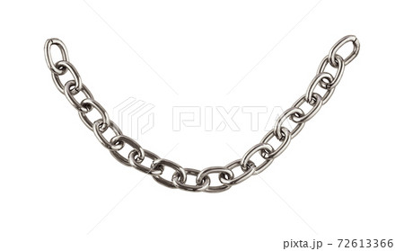 Closeup of sagging gray metal large chain isolated on white 72613366