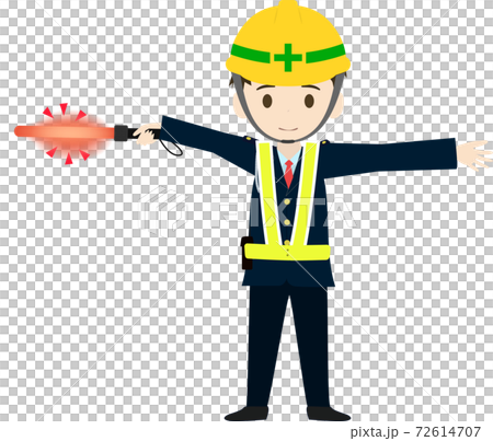 両手を広げるシンプルな道路誘導員のイラスト 72614707