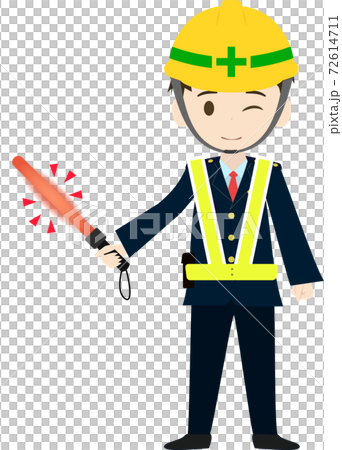 交通整理するシンプルな道路誘導員のイラスト 交通整理するシンプルな道路誘導員のイラスト 72614711