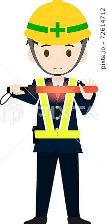 ストップの合図をするシンプルな道路誘導員のイラスト ストップの合図をするシンプルな道路誘導員のイラスト 72614712