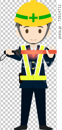 ストップの合図をするシンプルな道路誘導員のイラスト ストップの合図をするシンプルな道路誘導員のイラスト 72614712