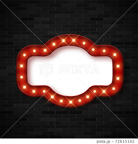 Retro blank frame with bright lights for advertisement message. Vector illustration 72615102