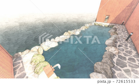 温泉 露天風呂 海 人なしイラスト72 温泉 露天風呂 海 人なしイラスト72 72615533