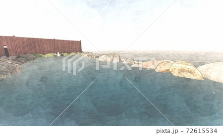 温泉 露天風呂 海 人なしイラスト73 温泉 露天風呂 海 人なしイラスト73 72615534