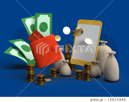 Smartphone sending money into wallet. Concept of e-commerce and online-banking 72615940