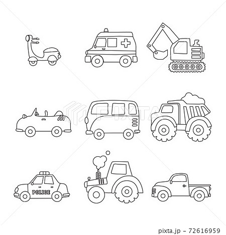 Set Of Cars Transportation Editable Stroke のイラスト素材