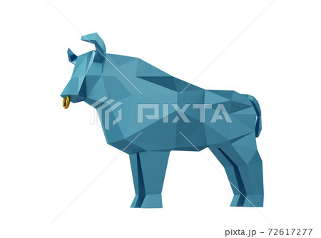 Figurine of a simplified polygonal Blue Bull, a symbol of the new year 2021, 3d render 72617277