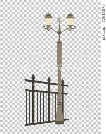 街灯と手すりのイラスト素材