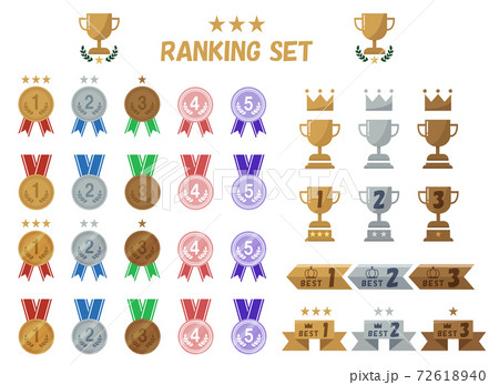 ランキング　メダル　トロフィー　ベクターイラストセット 72618940