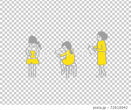 School life / Simple line art hand-drawn illustrations / Layers allow you to change the color of clothes / Library scenery School life / Simple line art hand-drawn illustrations / Layers allow you to change the color of clothes / Library scenery 72618942