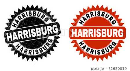 HARRISBURG Black Rosette Stamp Seal with Grunge Texture 72620059