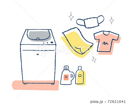 洗濯機と洗剤と衣類 72621041