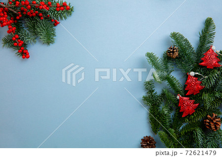 Creative New Year or Christmas design of greeting card. Holiday decorations. 72621479