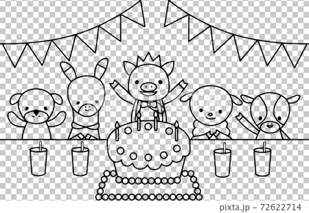 Animals celebrating at a birthday party Animals celebrating at a birthday party 72622714