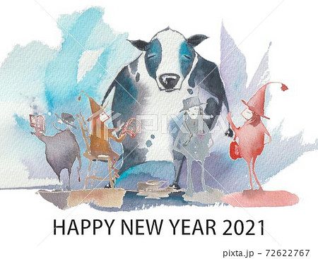 年賀素材　丑年 72622767