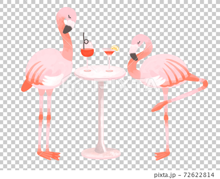 Fashionable Flamingo And Tropical Bar Image Stock Illustration