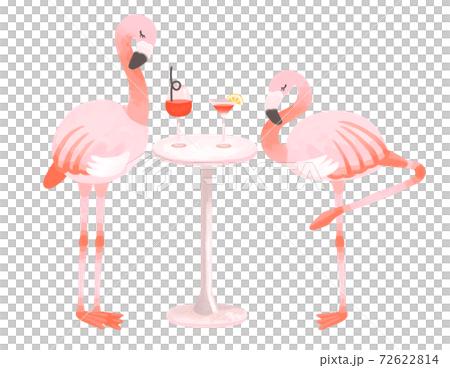 Fashionable Flamingo And Tropical Bar Image Stock Illustration