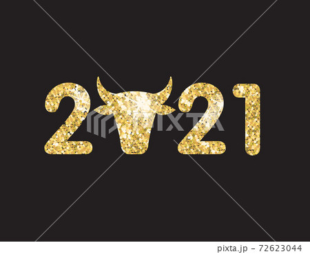 Vector gold 2021 text with bull head silhouette Vector gold 2021 text with bull head silhouette 72623044