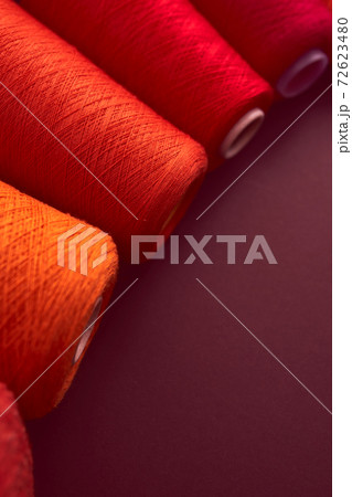 Composition of colorful vibrant wool threads 72623480