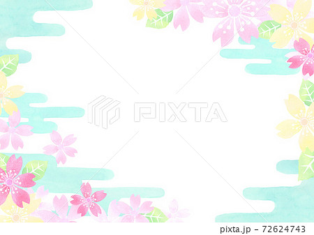 水彩で描いた和風の桜の背景 72624743