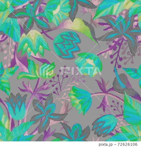 Fantasy florals. Abstract flowers in bloom. Hand drawn exotic decorative plants, blossom buds and leaves. 72626106