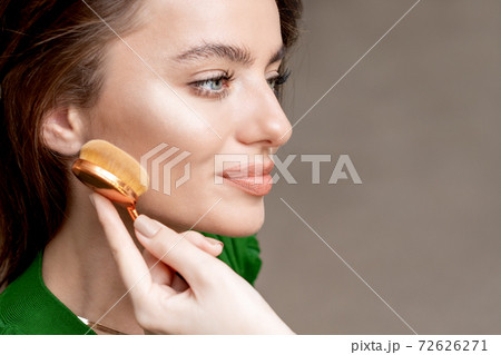 Makeup with brush on face. Makeup with brush on face. 72626271