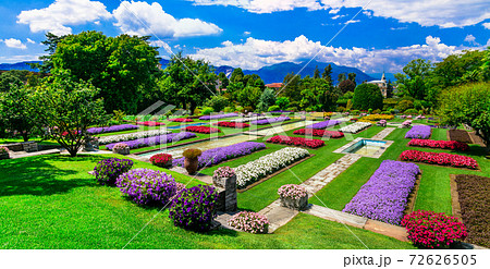 Villa Taranto with beautiful gardens. lake Lago Maggiore, North of Italy Villa Taranto with beautiful gardens. lake Lago Maggiore, North of Italy 72626505