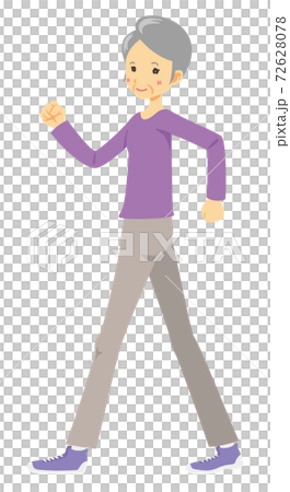 元気に歩く女性のイラスト 72628078