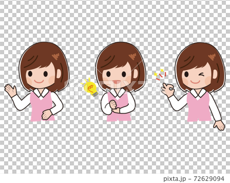 Female clerk in various poses Female clerk in various poses 72629094