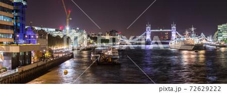 Tower Bridge and HMS Belfast warship in London Tower Bridge and HMS Belfast warship in London 72629222