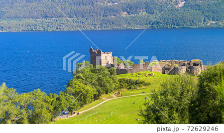 Urquhart Castle along Loch Ness lake Urquhart Castle along Loch Ness lake 72629246