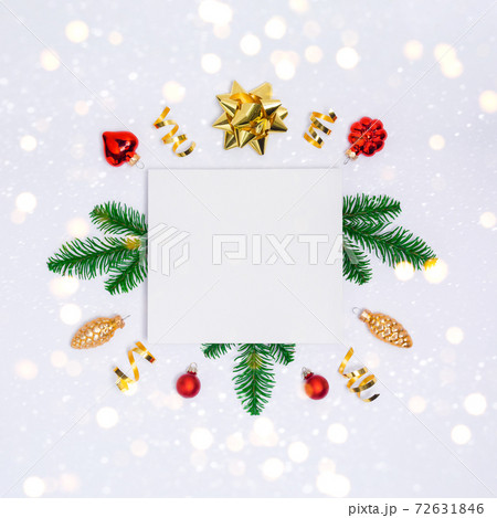 White paper blank with Christmas decorations 72631846