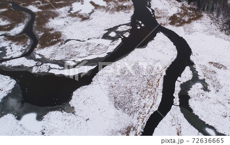 Aerial landscape of natural river in winter Aerial landscape of natural river in winter 72636665
