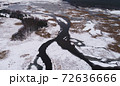 Aerial landscape of natural river in winter 72636666