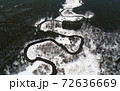 Aerial landscape of natural river in winter 72636669