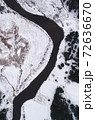 Aerial landscape of natural river in winter 72636670