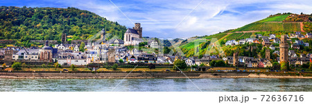 travel in Germany - cruise over Rhine valley - pictorial town Oberwesel 72636716