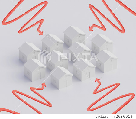 Small gray houses, futuristic town block abstract representation, street, quarter. 3d illustration Small gray houses, futuristic town block abstract representation, street, quarter. 3d illustration 72636913