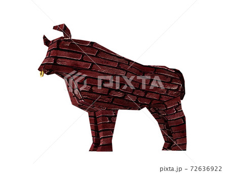 Simplified polygonal Brick Bull, a symbol of the new year 2021, 3d render Simplified polygonal Brick Bull, a symbol of the new year 2021, 3d render 72636922
