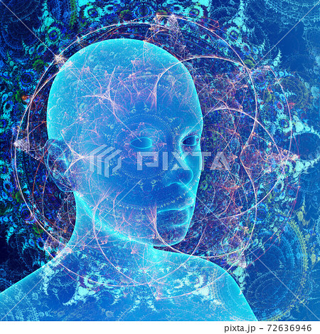 concept of soul or consciousness, knowing yourself, overmind, colored human model, 3d render 72636946