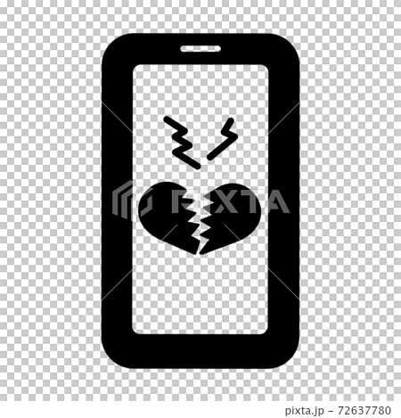 スマートフォンに表示された壊れたハートのアイコンイラスト 72637780