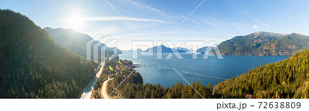 Aerial panoramic view of the Sea to Sky Highway 72638809