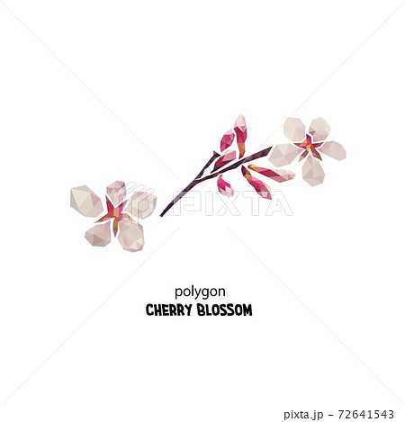日本の春 桜 の花 モザイクみたいなポリゴンスタイルのイラスト素材